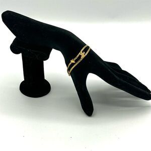 Gold Textured Bird and Heart Link Chain Bracelet with Secure Clasp